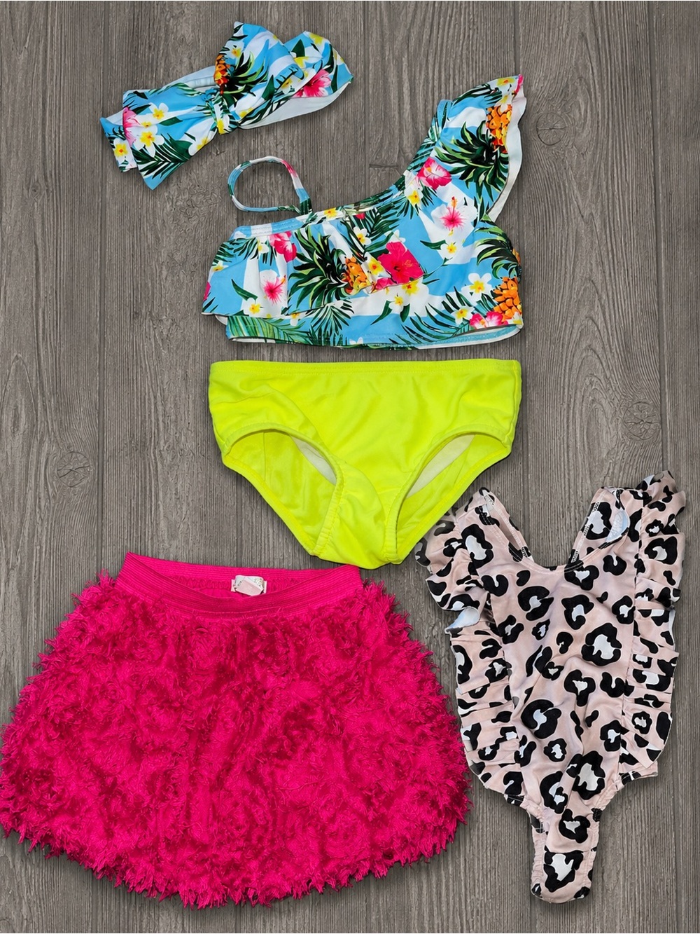 18 Months Toddler Girl Swimwear Bundle Tropical Leopard Swimsuit Lot